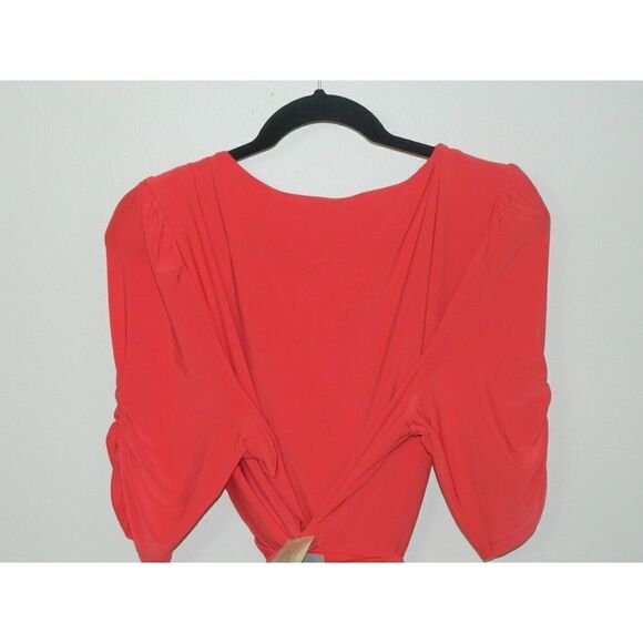 Eliza J Dress Plus  Size 18 Orange Wrap‎ Balloon Drapey Sleeve - Picture 7 of 11